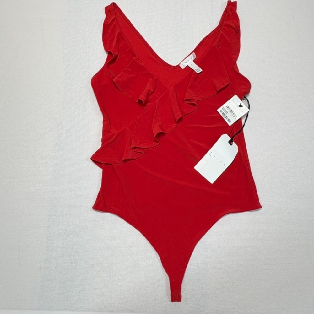 Leith Red Ruffle Bodysuit – Size Small‎ – Nordstrom NWT